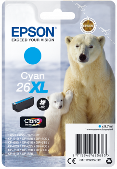 Cartucho original Epson 26XL cian